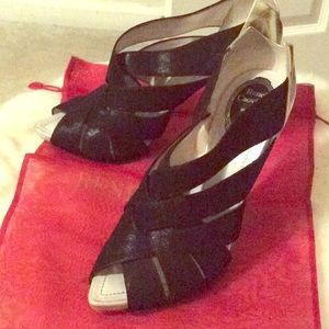 Gold heeled stiletto pumps